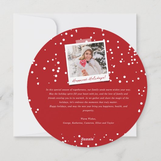 モダンな冬の雪片の正方形の休日の写真カード シーズンカード (裏面)