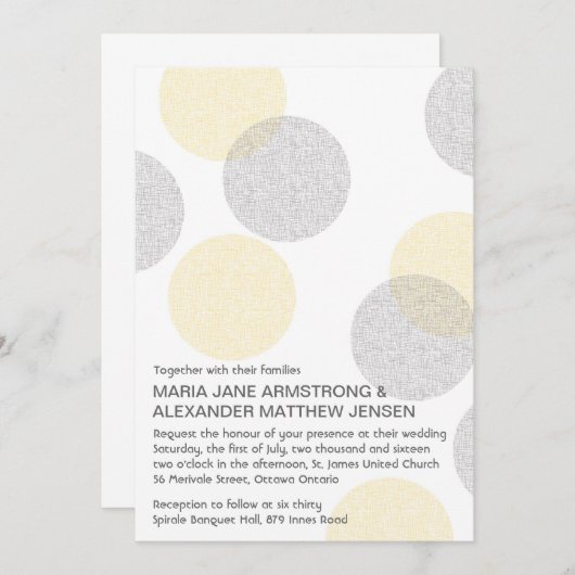 モダンな凸版印刷のスタイルの円の結婚式招待状 招待状 (正面/裏面)