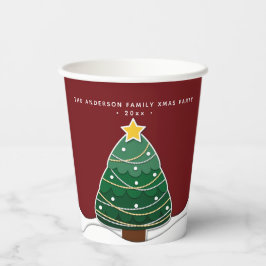 モダンな切り絵スタイルのクリスマスツリー クリスマスパーティー 紙コップ