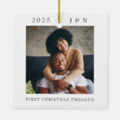 モダンな初めてのクリスマスプロポーズ写真 セラミックオーナメント (裏面)
