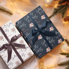 モダンな別れ ミス ハロー ミセス ブルー ブライダルシャワー ラッピングペーパー