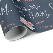 モダンな別れ ミス ハロー ミセス ブルー ブライダルシャワー ラッピングペーパー (ロールコーナー)