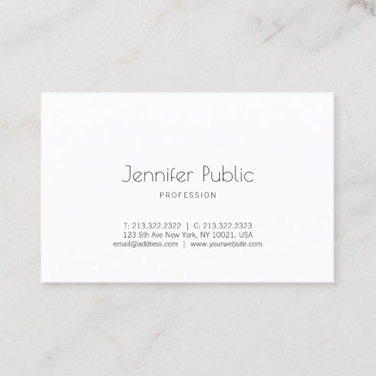 モダンな創造的デザインの粋で白い平野をきれいにします 名刺 (正面)