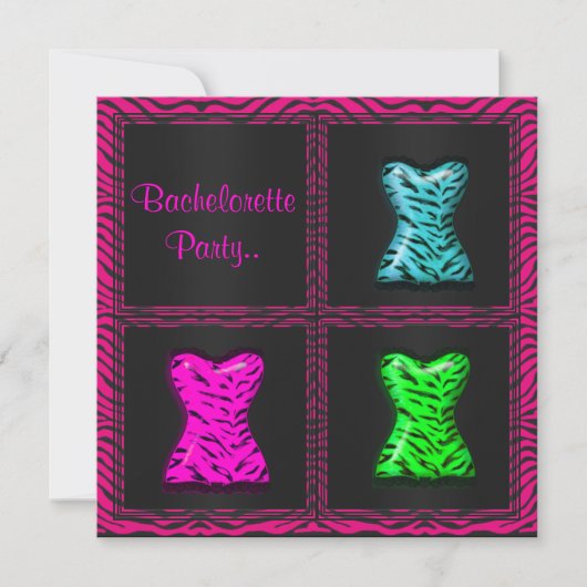モダンな動物柄のバチェロレッテパーティー招待状 招待状 (正面)