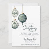 モダンな北欧スタイルのオーナメント クリスマスパーティー 招待状 (正面)