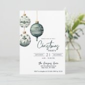 モダンな北欧スタイルのオーナメント クリスマスパーティー 招待状 (スタンド正面)
