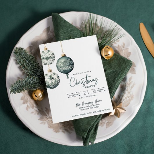 モダンな北欧スタイルのオーナメント クリスマスパーティー 招待状