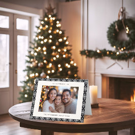 モダンな北欧風の黒と白の写真クリスマスカード シーズンカード