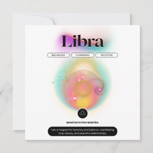 モダンな十二星座の天秤座の引用エア・エレメント 招待状 (正面)