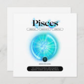 モダンな十二星座の魚座 クォート 水エレメント 招待状 (正面/裏面)