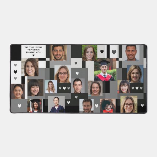 モダンな卒業の18枚の写真 ベストティーチャー ありがとう デスクマット (正面)