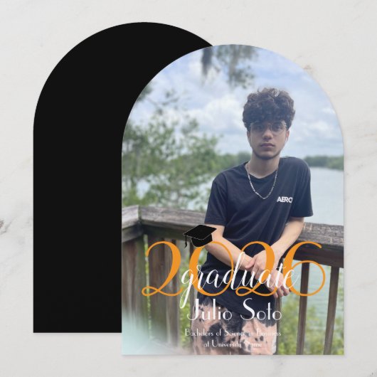 モダンな卒業タイポグラフィ 2026 スクリプト写真 招待状 (正面/裏面)