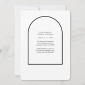 モダンな卒業パーティーのブラックアーチ写真 招待状 (裏面)