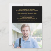 モダンな卒業パーティー写真 ブラック&ゴールド 招待状 (裏面)