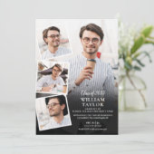 モダンな卒業パーティー5枚の写真コラージュ招待状 招待状 (スタンド正面)