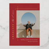 モダンな卒業写真の箔を使ったお知らせ 箔招待状 (正面)