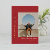 モダンな卒業写真の箔を使ったお知らせ 箔招待状 (立ち正面)