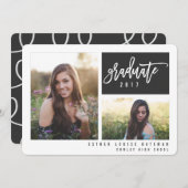 モダンな卒業写真スクリプト カラフル 案内状 (正面/裏面)