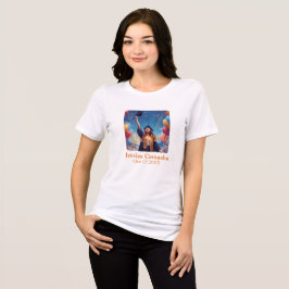 モダンな卒業写真ステッカー ゴールドスクリプト トライブレンドTシャツ