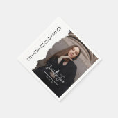 モダンな卒業写真マガジン 卒業おめでとうサイン スタンダードカクテルナプキン (角)