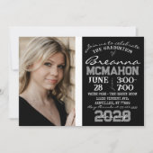 モダンな卒業写真招待状（黒と白） 招待状 (正面)