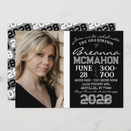 モダンな卒業写真招待状（黒と白） 招待状