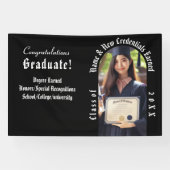 モダンな卒業写真発表 ブラック&ホワイト 横断幕 (横)