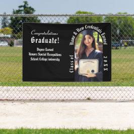 モダンな卒業写真発表 黒と白 横断幕