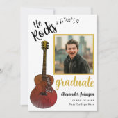 モダンな卒業写真 クールな音楽 卒業パーティー 招待状 (正面)