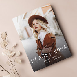 モダンな卒業写真 卒業のお知らせ 案内状