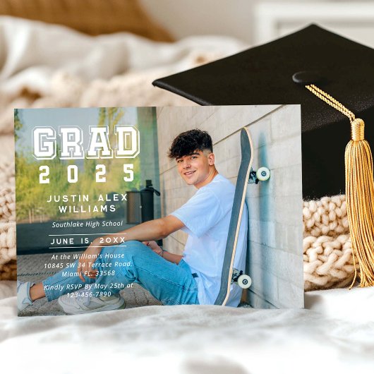 モダンな卒業写真 卒業式招待状 招待状