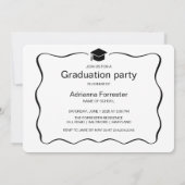 モダンな卒業帽 カジュアル スクリプト 招待状 (裏面)