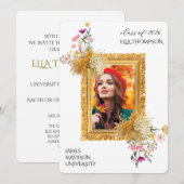 モダンな卒業式のお祝い 招待状 (正面/裏面)