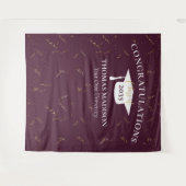 モダンな卒業式の偽の紙吹雪 マロン/ホワイト タペストリー (正面(横))