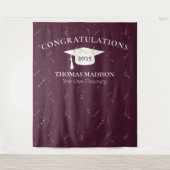 モダンな卒業式の偽の紙吹雪 マロン/ホワイト タペストリー (正面)