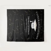 モダンな卒業式の偽の金色の紙吹雪　ブラック/ホワイト タペストリー (正面(横))