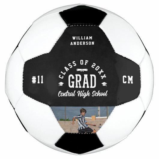 モダンな卒業式クールフォトコラージュチームスポーツ サッカーボール (正面)