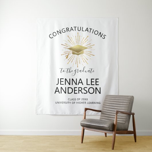 モダンな卒業式ゴールドキャップとスターバースト タペストリー (インサイチュ)