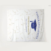 モダンな卒業式用フェイクストリーマー 青い背景 タペストリー (正面(横))