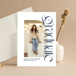 モダンな卒業式 ネイビーブルーの写真 卒業のお知らせ 招待状