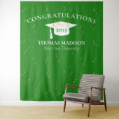 モダンな卒業式 フェイクコンフェッティ 緑/白 タペストリー (インサイチュ)
