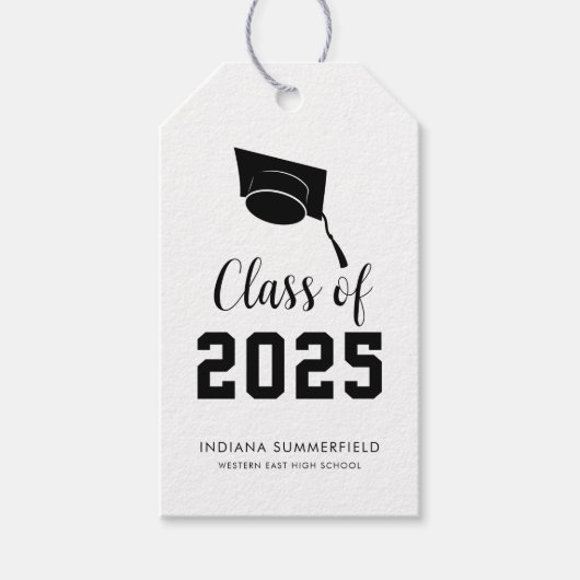モダンな卒業式 2026 ミニマリストスクリプト 卒業 ギフトタグ (正面)