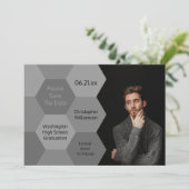 モダンな卒業抽象グレー セーブ・ザ・デート 招待状 (スタンド正面)