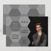 モダンな卒業抽象グレー セーブ・ザ・デート 招待状 (正面/裏面)