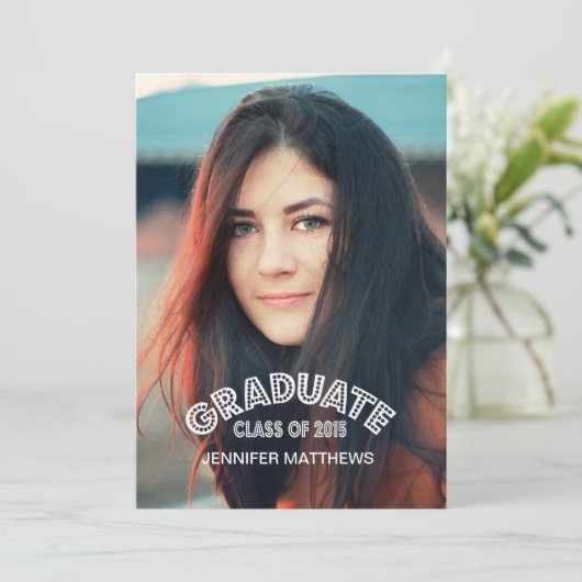 モダンな卒業生の2015年の写真の卒業のパーティの招待状 招待状 (スタンド正面)