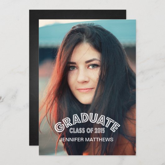 モダンな卒業生の2015年の写真の卒業のパーティの招待状 招待状 (正面/裏面)