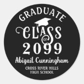モダンな卒業生向けおしゃれなクラス年次カスタムカラー ラウンドシール (正面)