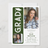 モダンな卒業生2人の写真 卒業パーティー 招待状 (正面)