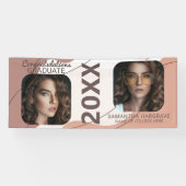 モダンな卒業生 | 2枚の写真を飾る卒業バナー 横断幕 (横)