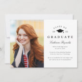 モダンな卒業発表2枚の写真付き卒業のお知らせ 招待状 (正面)